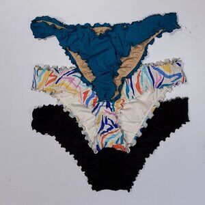 NWOT Set of 3 Swim Bikini Black/GREEN/Multi Color Size S.